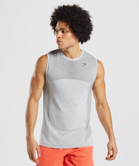 Men's Gymshark Apex Seamless Tanks Light Grey | CA 31A867